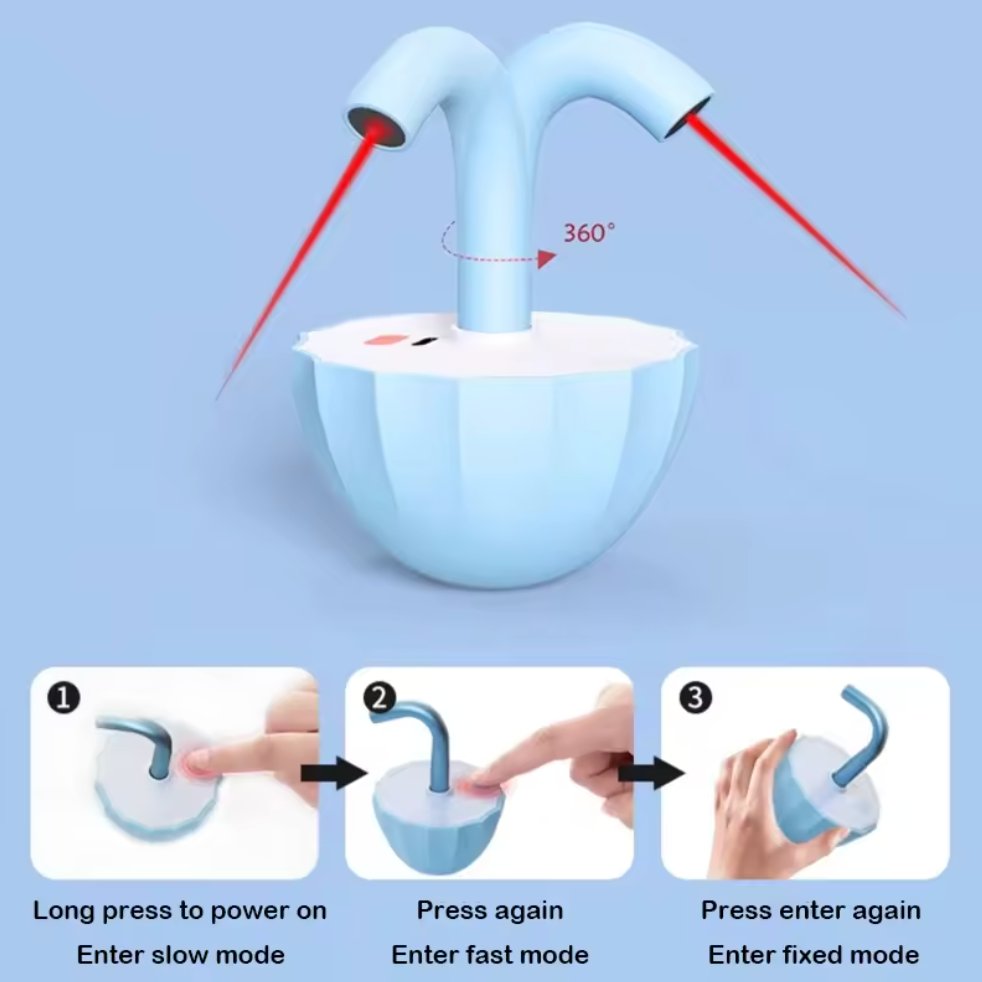 360° Self-Play Laser Toy — Touch Activated & Tip-Proof