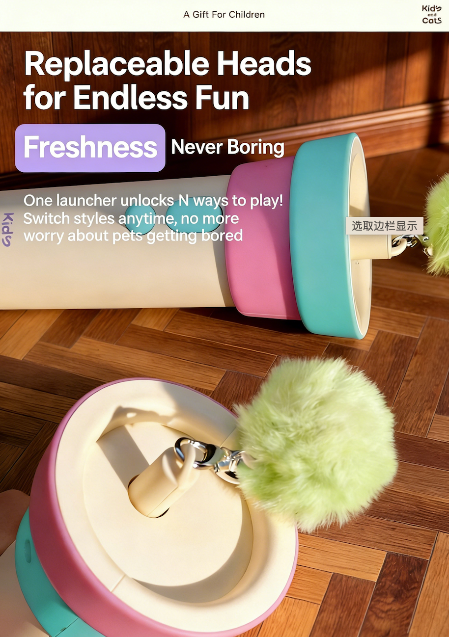 Interactive Retractable Cat Toy – Automatic One-Click Wand with Bell & Fur Ball