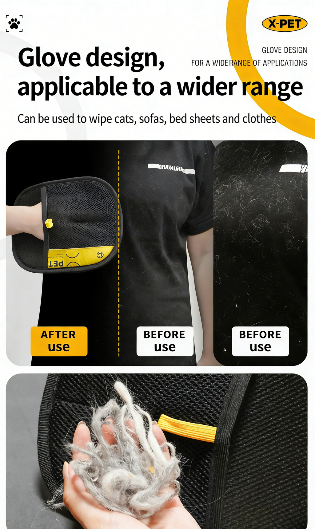 Reusable Pet Hair Remover Mitt: Multi-Fabric Fur Cleaner for Clothes & Home