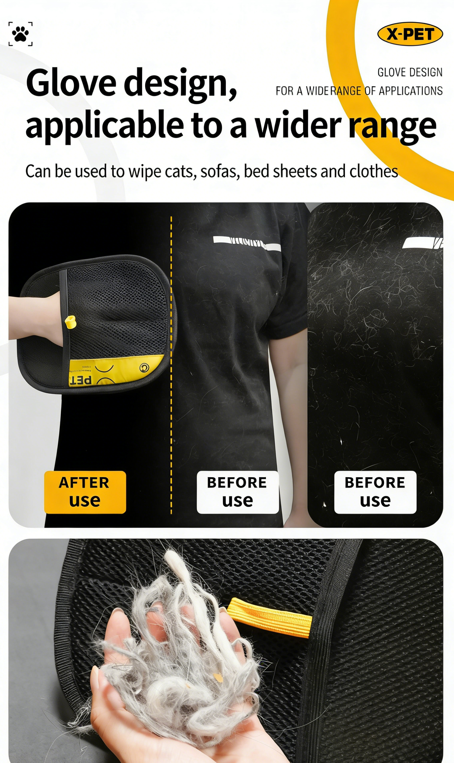 Reusable Pet Hair Remover Mitt: Multi-Fabric Fur Cleaner for Clothes & Home