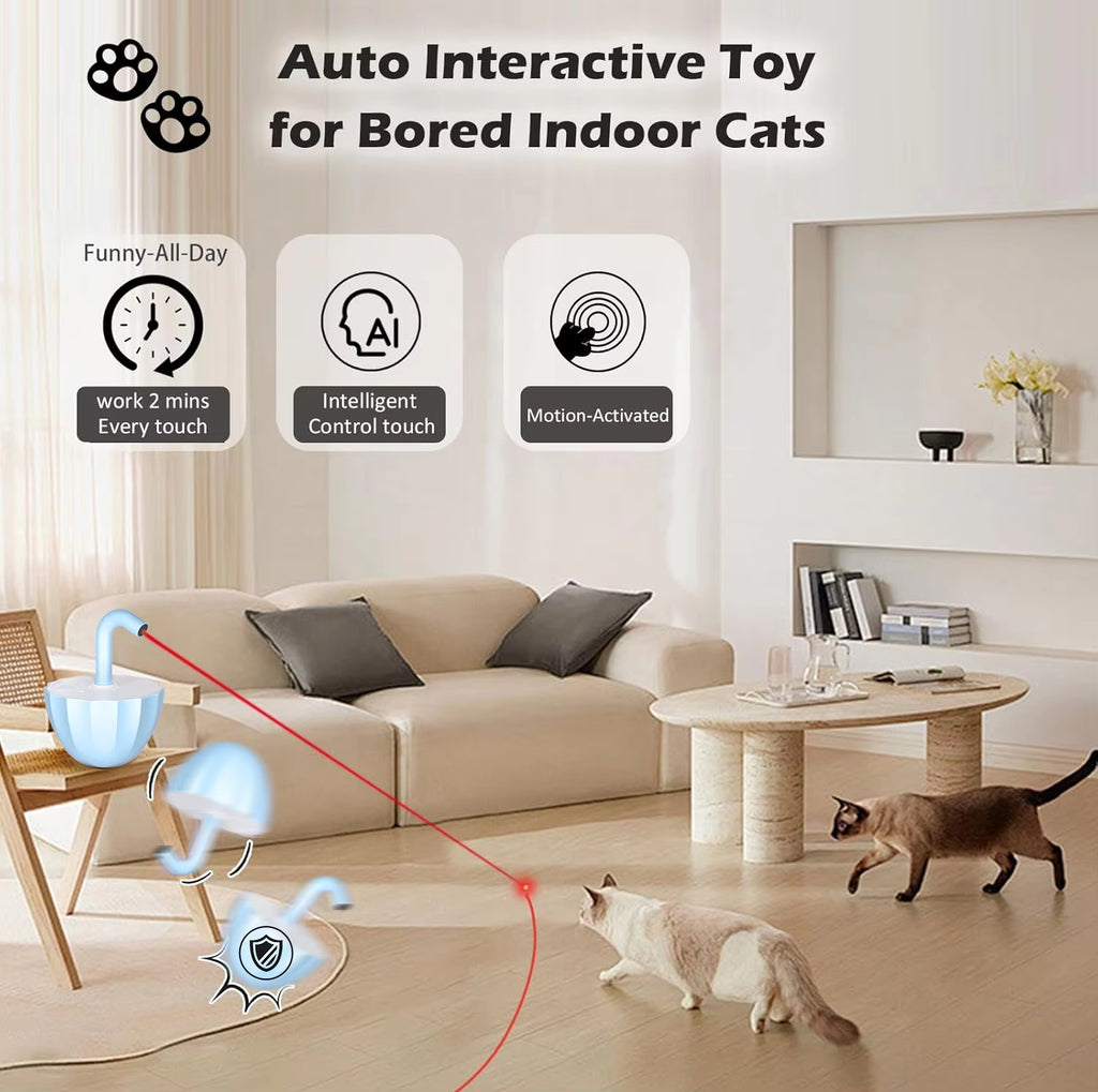 360° Self-Play Laser Toy — Touch Activated & Tip-Proof