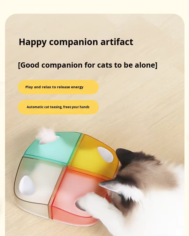 Automatic Cat Toy for Boredom - Smart Self-Playing Hide & Seek Feather Box, Hands-Free Interactive Toy for Indoor Cats, Type-C Rechargeable